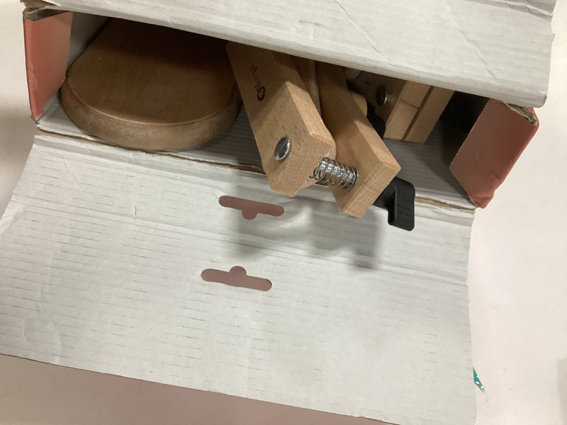 Condition photo showing As Is for Adjustable Embroidery Table Stand with Swivel Holder, Cross Stitch Hoop Stand, Embroidery Hoop Holder. Hand Polished Natural Wood 190-2 Embroidery Stand