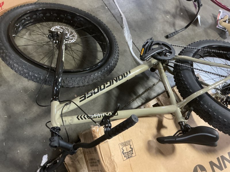 Condition photo showing As Is for mongoose malus fat tire 26" mountain bike - tan