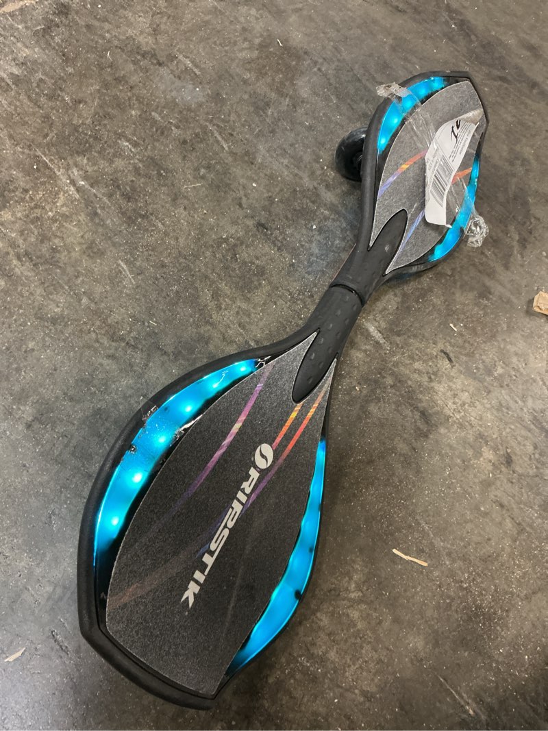 Condition photo showing As Is for razor black label ripstik ripster light-up, caster skateboard with multi-color lights, for child 8+