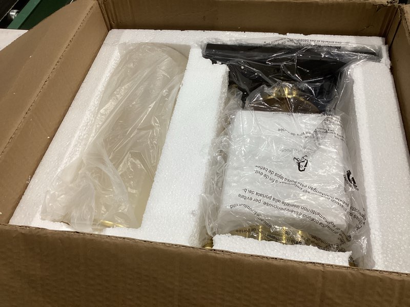 Condition photo showing Good Condition for CosmoLiving by Cosmopolitan Metal Pillar Candle Holder with Metal Stand, 10" x 5" x 17", Gold Gold 10" x 5" x 17"