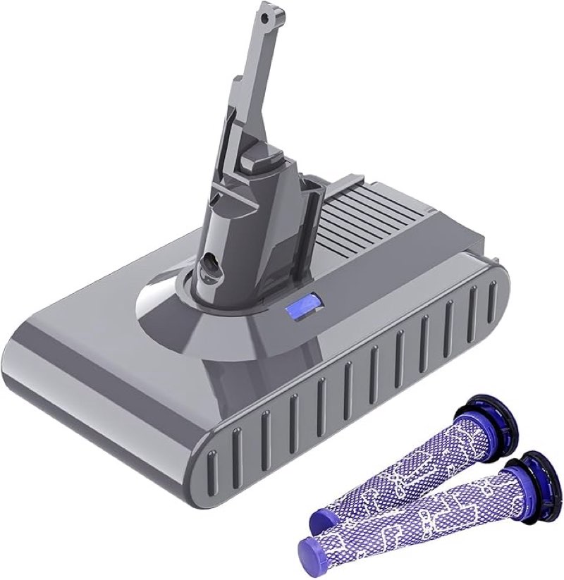 Upgraded 6.0Ah V8 SV10 Battery 215681 Replacement Compatible for Dyson V8 Vacuum Animal/Absolute/Motorhead/Fluffy/SV10 Handheld Cordless Vacuum Cleaner Li-ion 967834 05 Battery?Bonus 2PKS Filters?
