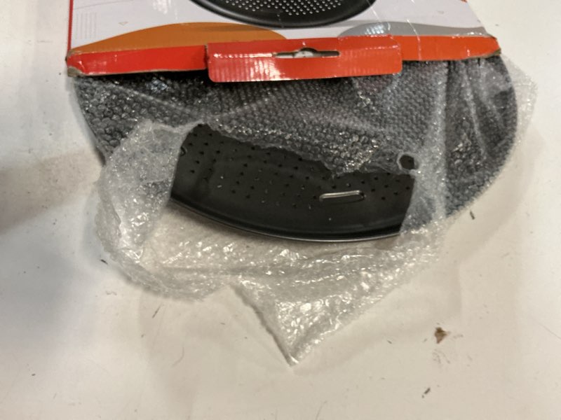 Condition photo showing Good Condition for pizza baking pan - 15.75-inch round perforated carbon steel tray with non-stick coating, dishwasher safe, oven safe (up to 450° f), airflow design, pfoa, pfos, ptfe free, gray gray 1 pack