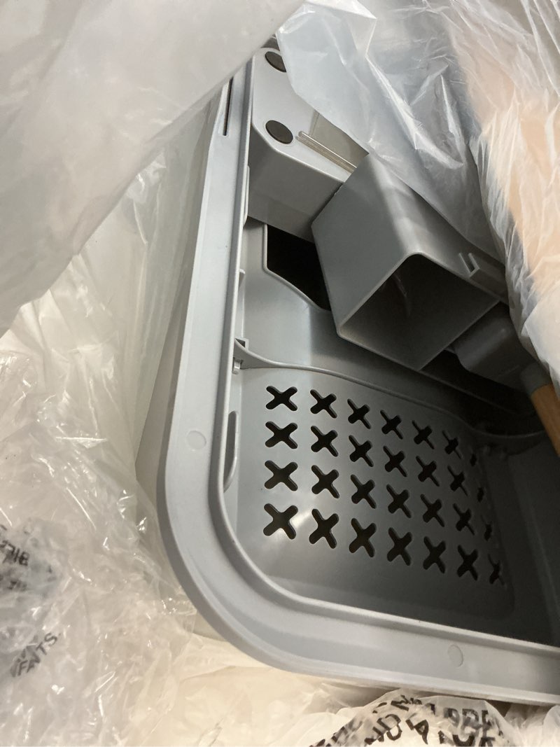 Condition photo showing Good Condition for stainless steel litter box with lid, xl extra large enclosed cat litter box fits all cats modular design with flip cover, top entry metal high sided cat box & pedal & scoop (grey) xl grey
