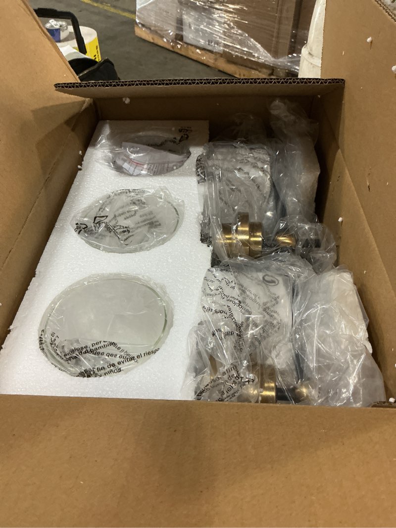 Condition photo showing Good Condition for solfart vintage vanity lights bathroom light fixture over mirror for bath glass shade light black and brass modern style 3 lights black& golden-clear globe 3 lights