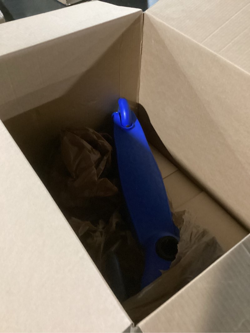 Condition photo showing Good Condition for blue mini 3 wheel scooter for kids – lean-to-steer with led light-up wheels, adjustable handlebar, wide anti-slip deck, smooth pu wheels, rear foot brake – toddler scooter for ages 2+