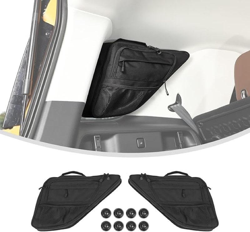 linskip trunkmate™ suction organizer for ford bronco sport 2021-2025 2026, rear side window storage bag for ford bronco sport trunk accessories pair(black
