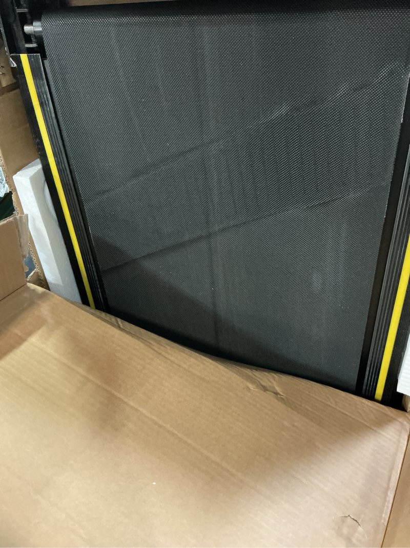 Condition photo showing As Is for walking pad treadmill for home - under desk walking and running with remote control portable electric machine adjustable slim compact with 0.6-4.0mph modes max up 265 lbs for home office black