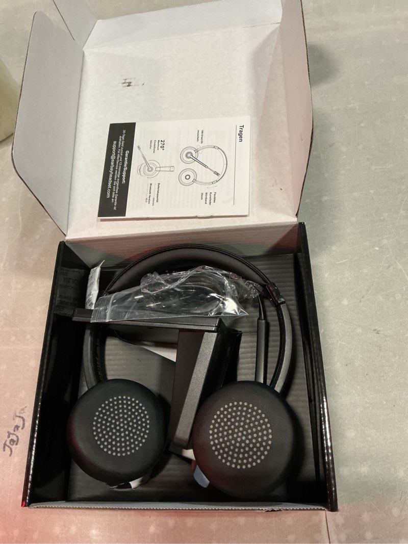 Condition photo showing Good Condition for earbay wireless headset, bluetooth headset with microphone noise canceling & usb dongle, wireless headphones with mic mute/charge dock for pc computer phone work office meetings call teams black gold