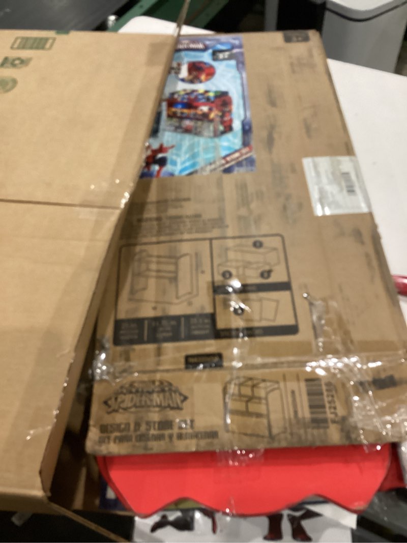 Condition photo showing As Is for marvel spider-man 6 bin design and store toy organizer by delta children  greenguard gold certified