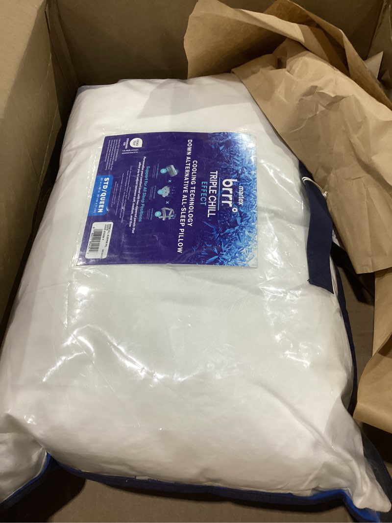 Condition photo showing As Is for martex x brrr° down-alt all-sleeper pillow (standard) – soft, cool & adjustable support for all sleep positions – breathable, moisture-wicking & quick-dry – fluffy, hypoallergenic fill – (white) white 20"w x 28"l