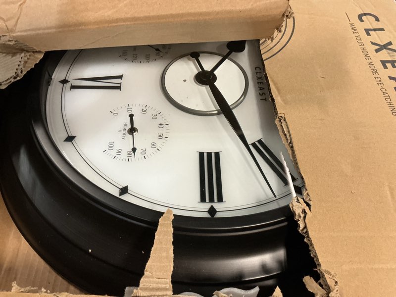 Condition photo showing New/Like New for clxeast illuminated indoor outdoor clocks waterproof 18 inch with smart night light sensor,large wall clock with thermometer & hygrometer,oil rubbed bronze black,house warming gifts new home
