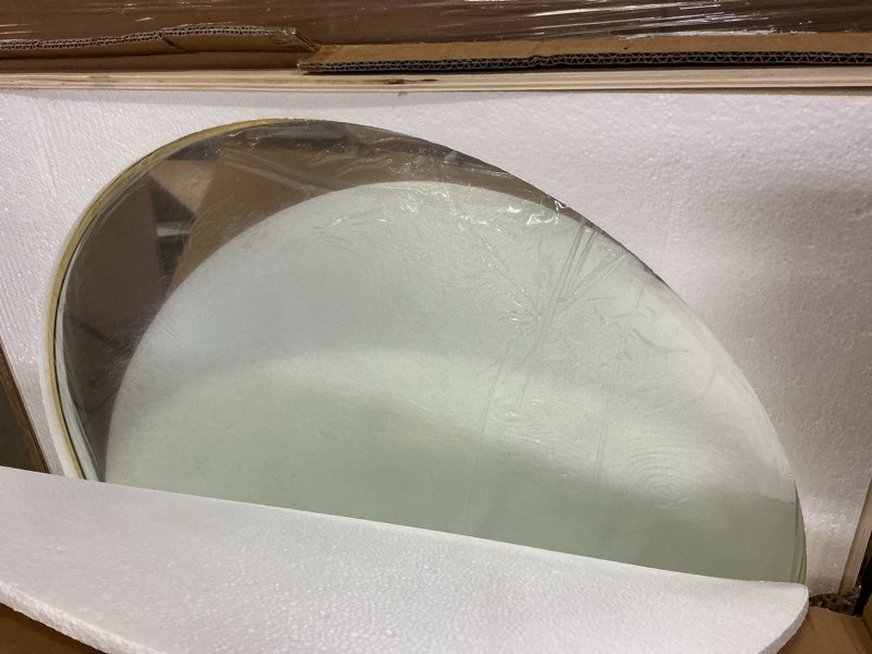 Condition photo showing New/Like New for arched wall mirror for bathroom, 30"x40" arched mirror wall mounted mirror with metal frame, gold vanity mirror decor for mantle, bedroom, entryway, living room 40"l x 30"w gold