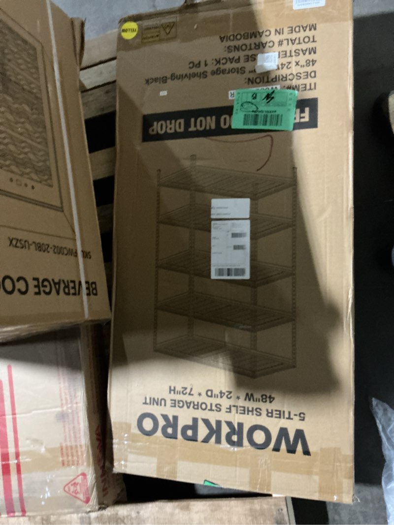 Condition photo showing Good Condition for WORKPRO 5-Layer Heavy Duty Metal Storage Rack, 48”W x 24”D x 72”H, Adjustable Shelving Unit with 4000 lbs Total Load Capacity, for Garage, Kitchen, Bathroom, Warehouse Black+silver