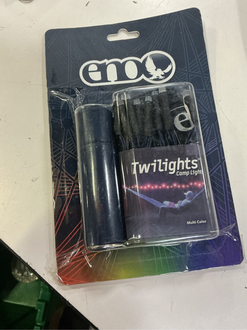 Condition photo showing As Is for eno twilights camp lights - outdoor led lights for hiking, camping, beach, festivals, backyards, or patios - multi-color