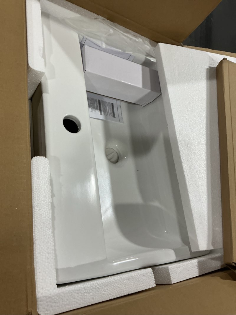 Condition photo showing As Is for Claire 24” Rectangle Wall-Mount Bathroom Sink White 24