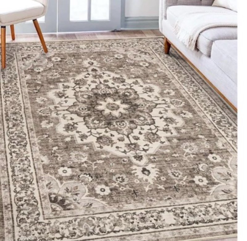 topruug washable oriental area rug - 5x8 rugs for living room soft carpet for bedroom waterproof floral distressed indoor stain resistant non-shedding floor carpets (black/grey, 5x8(similar)