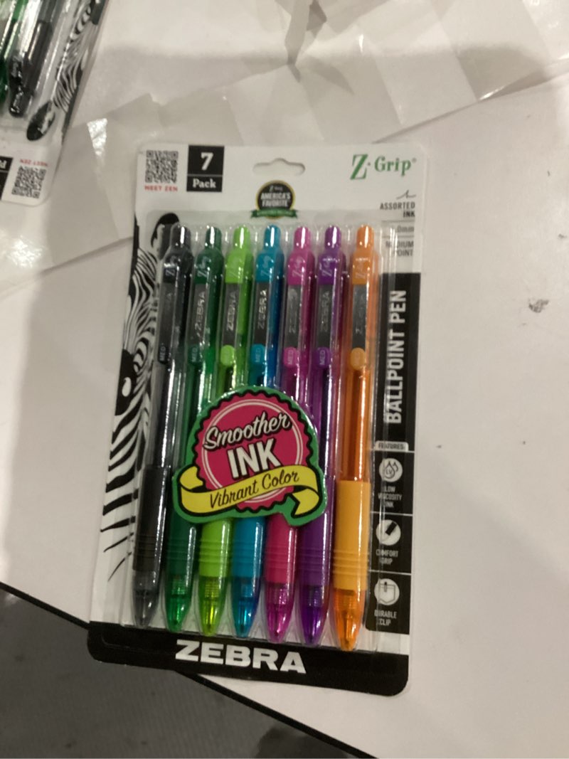 Condition photo showing Good Condition for Zebra Pen Z-Grip Retractable Ballpoint Pen, Smooth-Flowing Assorted Fashion Colors, 1.0mm Medium Point, School Supplies, Teacher Supplies and Office Supplies, 7-Pack (22276) Assorted Fashion A 7