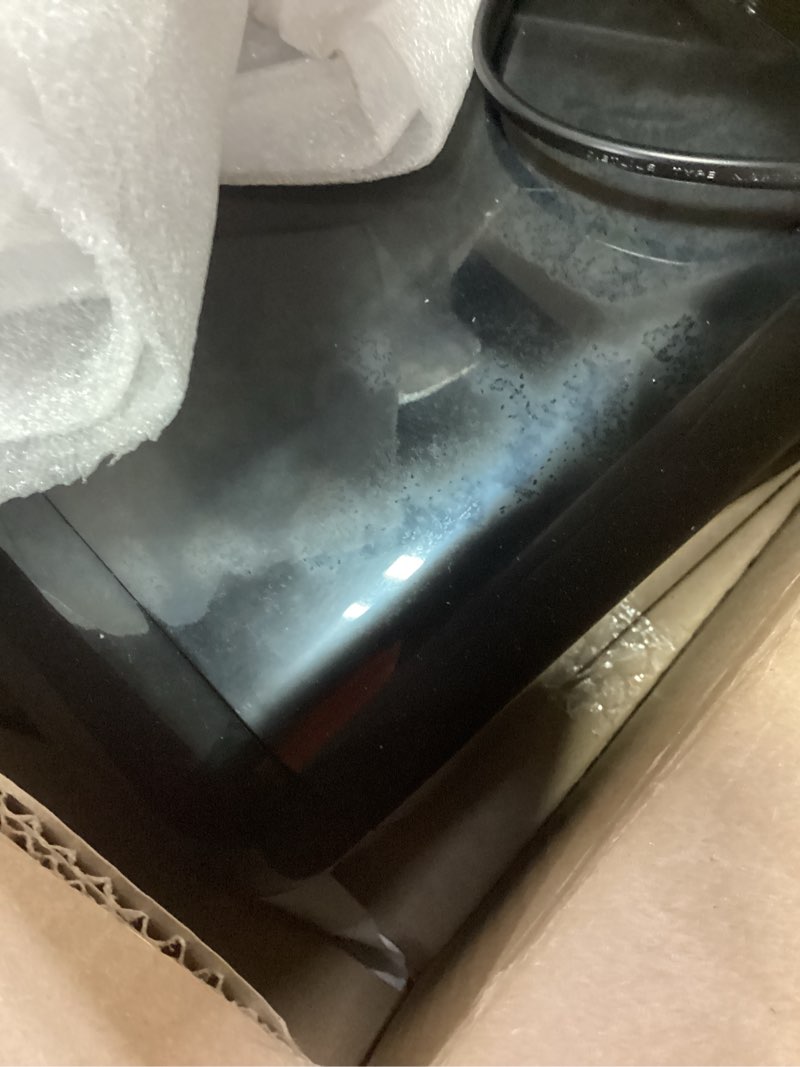 Condition photo showing As Is for mini fridge,6 liter / 8 can small fridge for bedroom, car, office & dorm, 110v ac/dc portable thermoelectric cooler & warmer for skincare, food, drinks,black