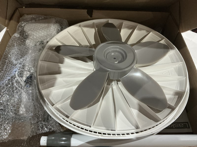 Condition photo showing Good Condition for lasko cyclone pedestal fan, adjustable height, remote control, timer, 3 speeds, for bedroom, kitchen, office and living room, 18", white, 1885, large