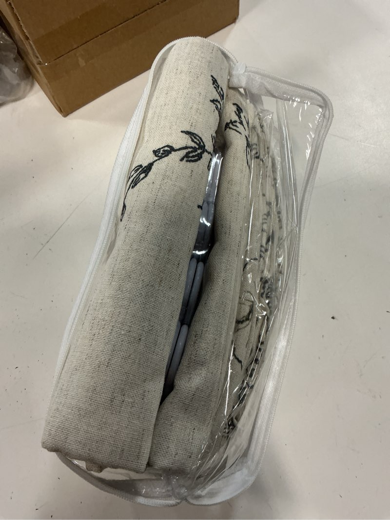 Condition photo showing Good Condition for farmhouse floral vintage shower curtain, black linen spring pattern shower curtains for bathroom, tan taupe,72x72 black-taupe base standard 72" wx72" l