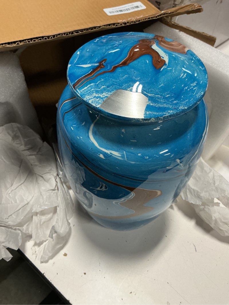 Condition photo showing Good Condition for Trupoint Memorials Cremation Urns for Human Ashes - Decorative Urns, Urns for Human Ashes Female & Male, Urns for Ashes Adult Female, Funeral Urns - Ocean, Large Large Ocean