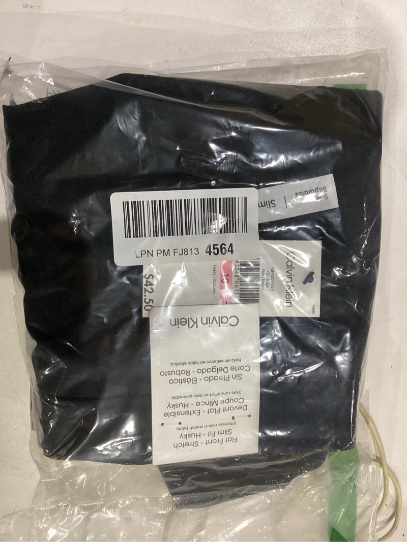 Condition photo showing Good Condition for Calvin Klein Boys Flat-Front Bi-Stretch Dress Pant, Straight Leg Fit, Belt Loops & Front Pockets 10 Husky Black