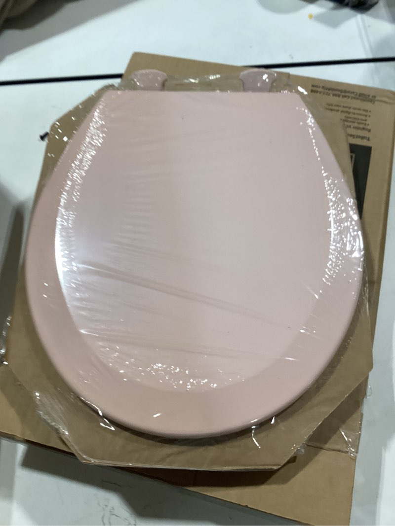 Condition photo showing New/Like New for bemis 500ec 063 toilet seat with easy clean & change hinges, 1 pack round, venetian pink seat round