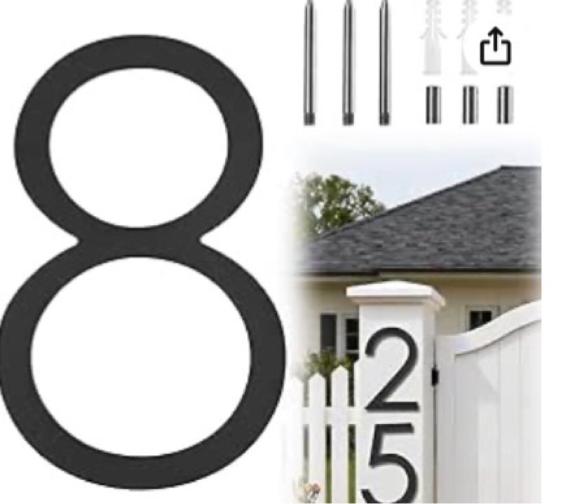 Montague Metal Products MHN-10-F-BK2-8 Solid Brushed Aluminum Modern Floating Address House Numbers,