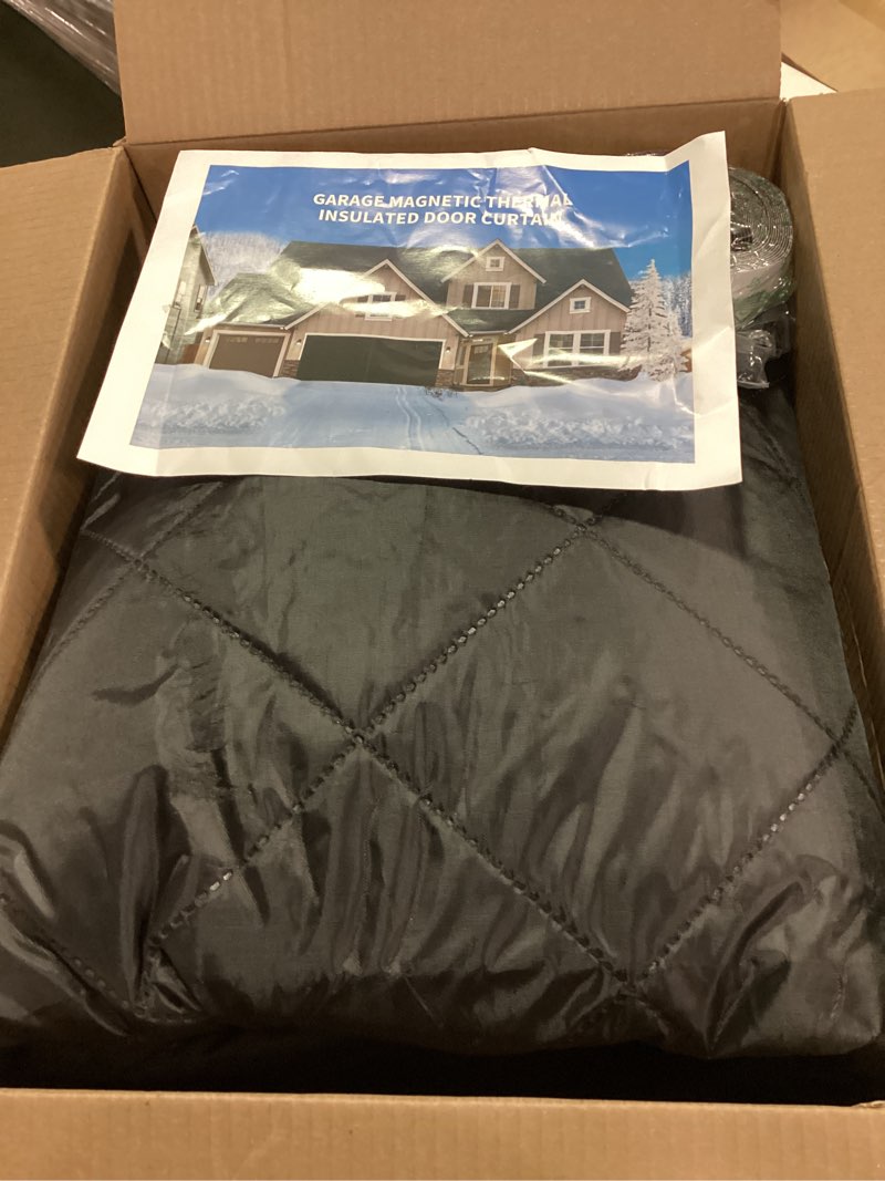 Condition photo showing As Is for Garage Door Screen for Winter?Garage Door Insulation Kit?Magnetic Thermal Insulated Door Curtain, Garage Insulated Door Curtain ? Weatherproof, Windproof, Soundproof(8 * 7Ft) 8*7FT Black
