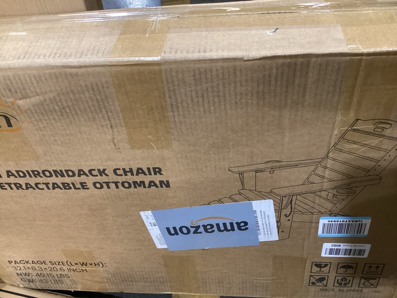 Condition photo showing Good Condition for suunyn folding adirondack chair with retractable ottoman weather resistant fire pit chair patio chai