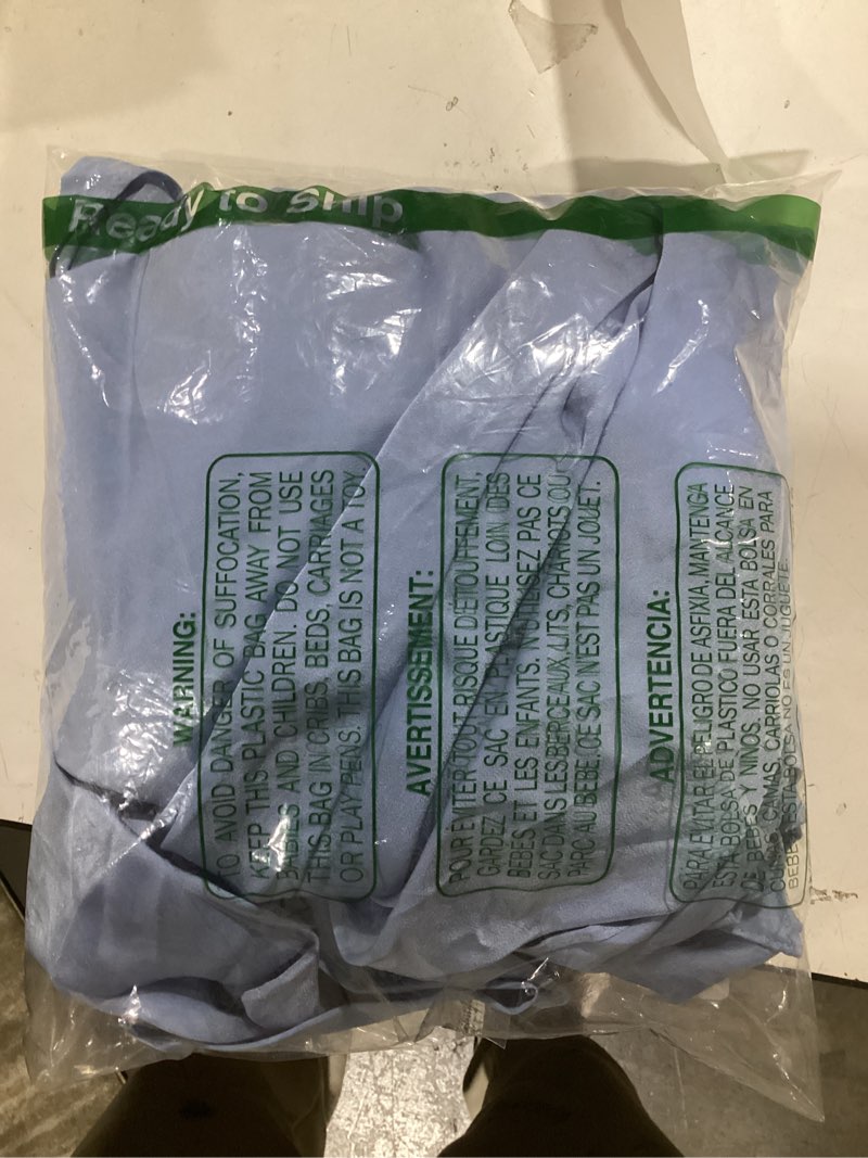 Linsery Satin Shirt Dress Women Summer Short Sleeve Button Down Belted Work Dress Light Blue M