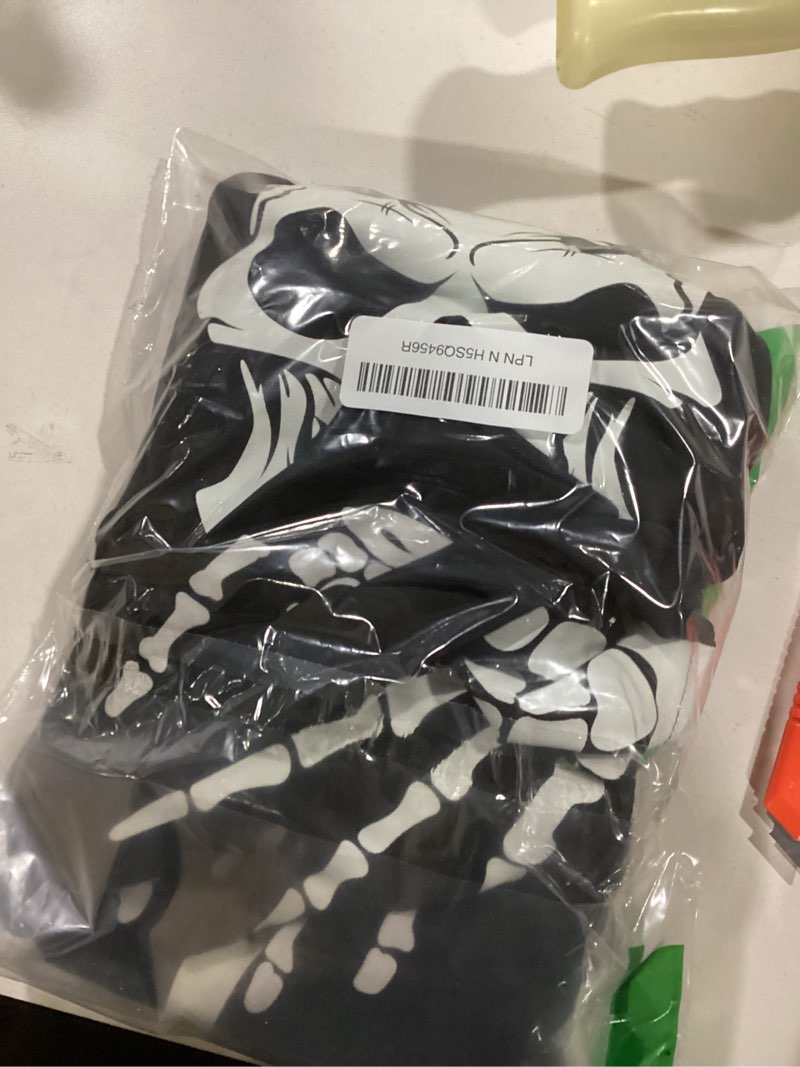 Kids Glow-in-The-Dark Skeleton Costume – Halloween Jumpsuit Bodysuit with Hood & Gloves for Boys & G