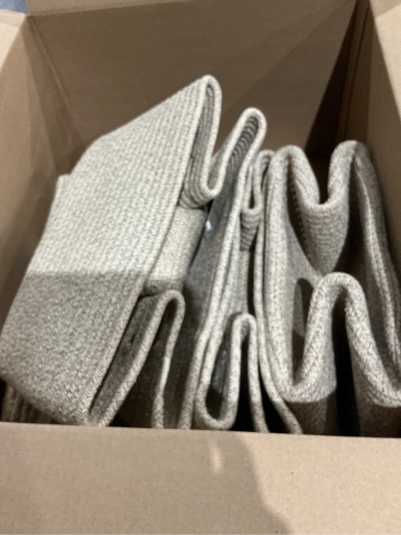 Condition photo showing Good Condition for large storage baskets for organizing, closet shelf baskets for clothes blanket towels, baby nursery, toy bins box, woven rope baskets, 17 x 13 x 7.5”, 4 packs mixed brown 4pcs-l17×w13×h7.5" natural