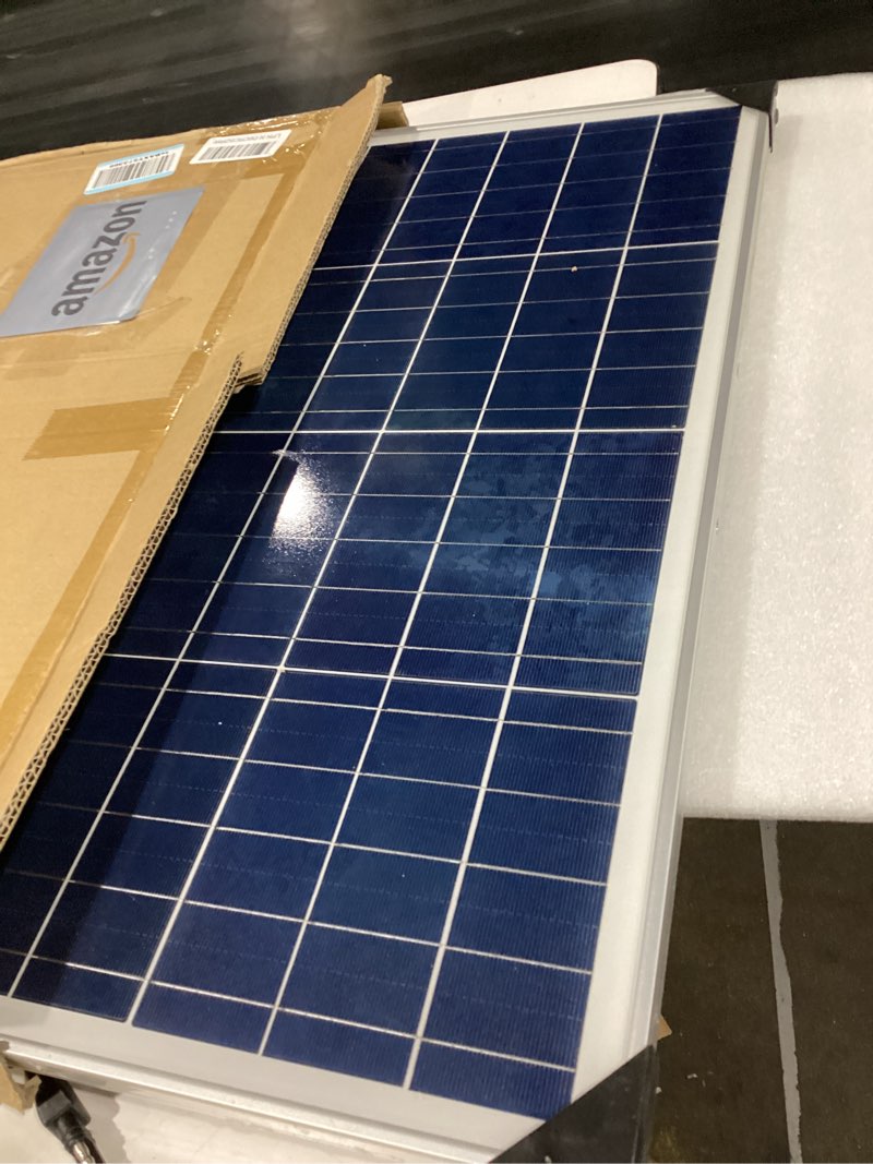 Condition photo showing As Is for suner power 12v 50w solar battery charger maintainer, built-in ultrasmart mppt controller, adjustable mount bracket, waterproof 50 watt solar panel kit for 12 volt sla deey cycle agm lifepo4 battery bc-50w-p pro