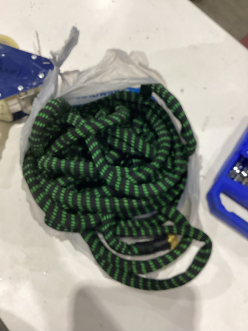 Condition photo showing As Is for ropehub kinetic recovery tow rope - double braided nylon with spliced eye loops, 30% stretch for vehicle towing & off-road recovery, 3/8" x 20ft, black w green fleck