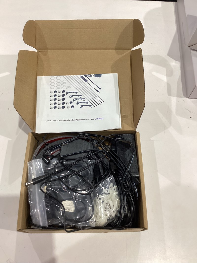 Condition photo showing New/Like New for litever under cabinet light, 6 pcs 20 inches flexible led strips with power adapter, 24w,1800 lumen, daylight 5000k. suitable for kitchen cabinets, counters, under shelf, closets (6-strip-5000k)