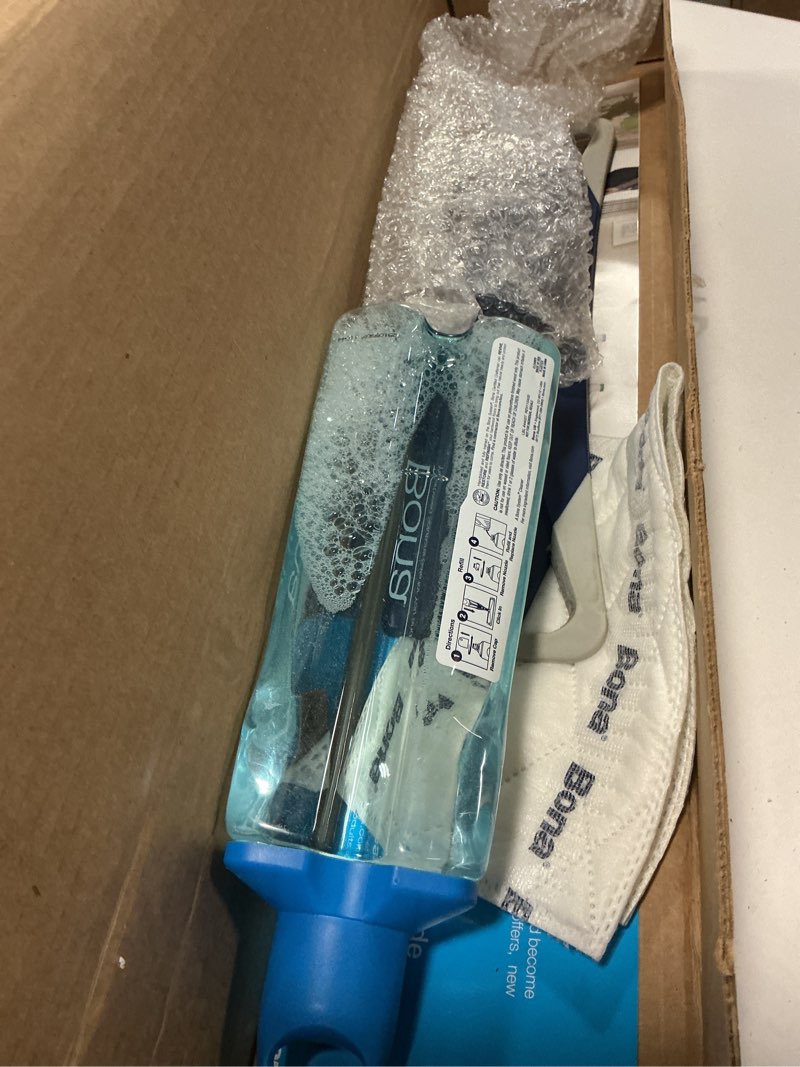 Condition photo showing As Is for Bona PowerPlus Premium Motion Spray Mop for Hardwood Floors - Includes PowerPlus Hardwood Floor Cleaning Solution and PowerPlus Microfiber Cleaning Pad - Vibrating Spray Mop for Wood Floors