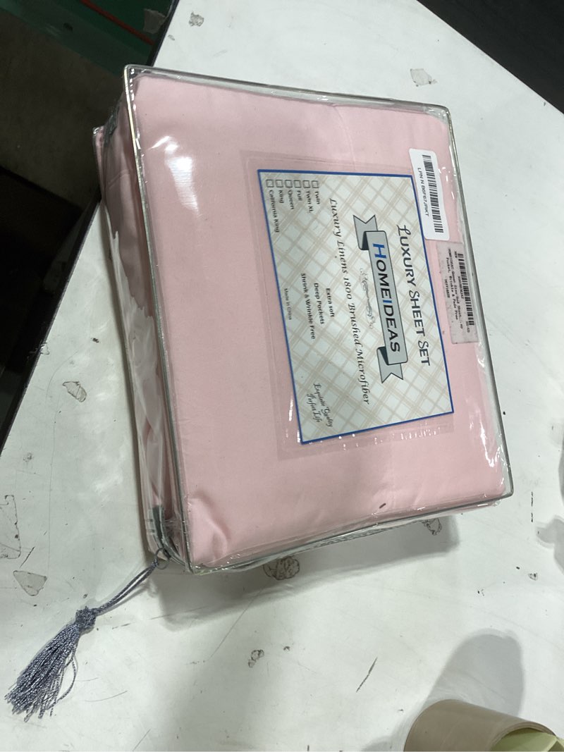 Condition photo showing New/Like New for homeideas queen size bed sheets - 6 piece set (pale pink) - extra soft brushed microfiber 1800 bedding sheets, deep pocket, wrinkle & fade free queen pale pink