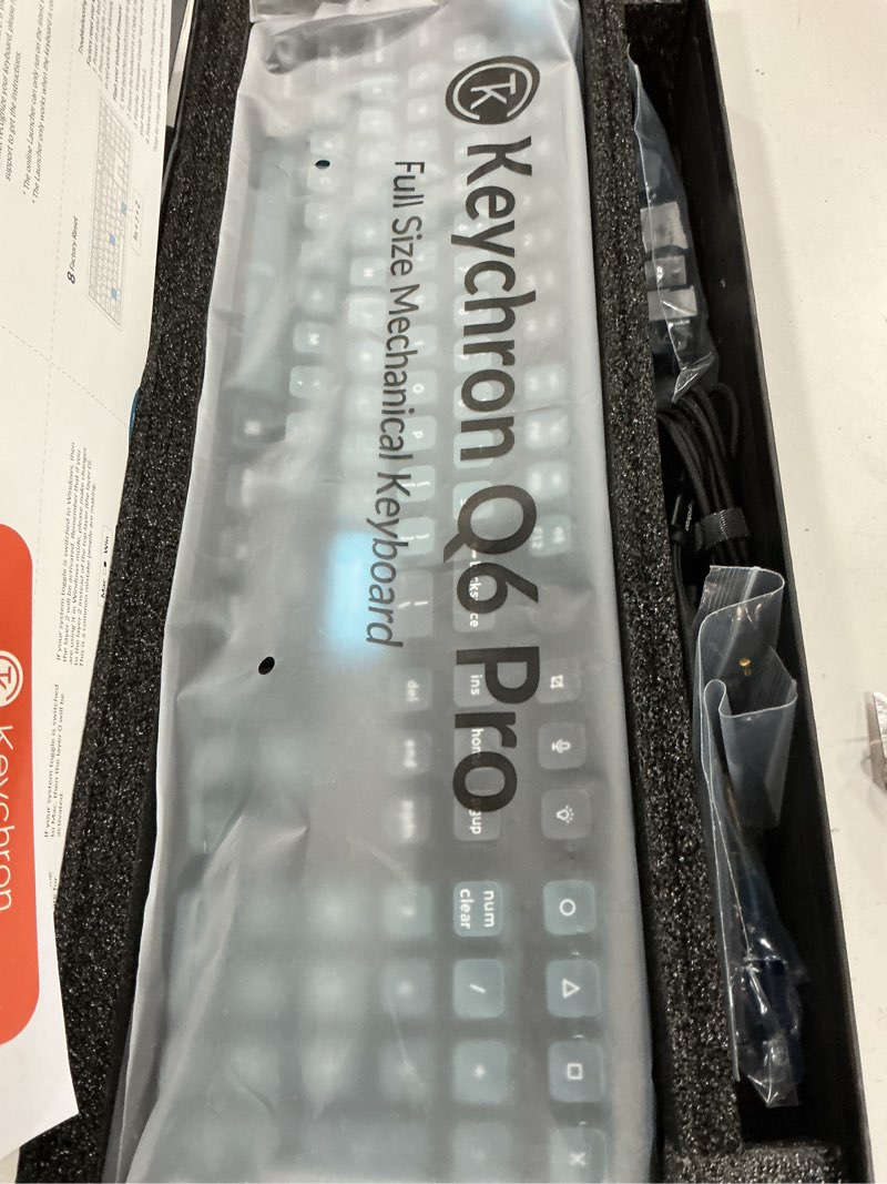 Condition photo showing Good Condition for keychron q6 pro full aluminum qmk/via programmable knob bluetooth custom mechanical keyboard, full-size ksa double-shot pbt keycap hot-swappable, rgb backlit, red switch for mac windows linux - black option - black keychron super red switch