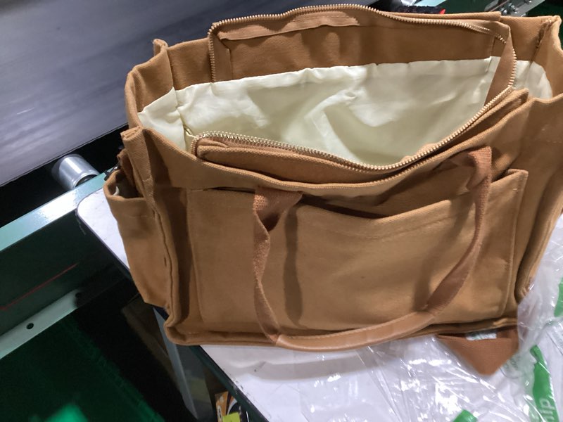 Condition photo showing As Is for **similar to* * multi pocket tote bag for women canvas bag with handle bag large cpacity purse reusable handbag brown