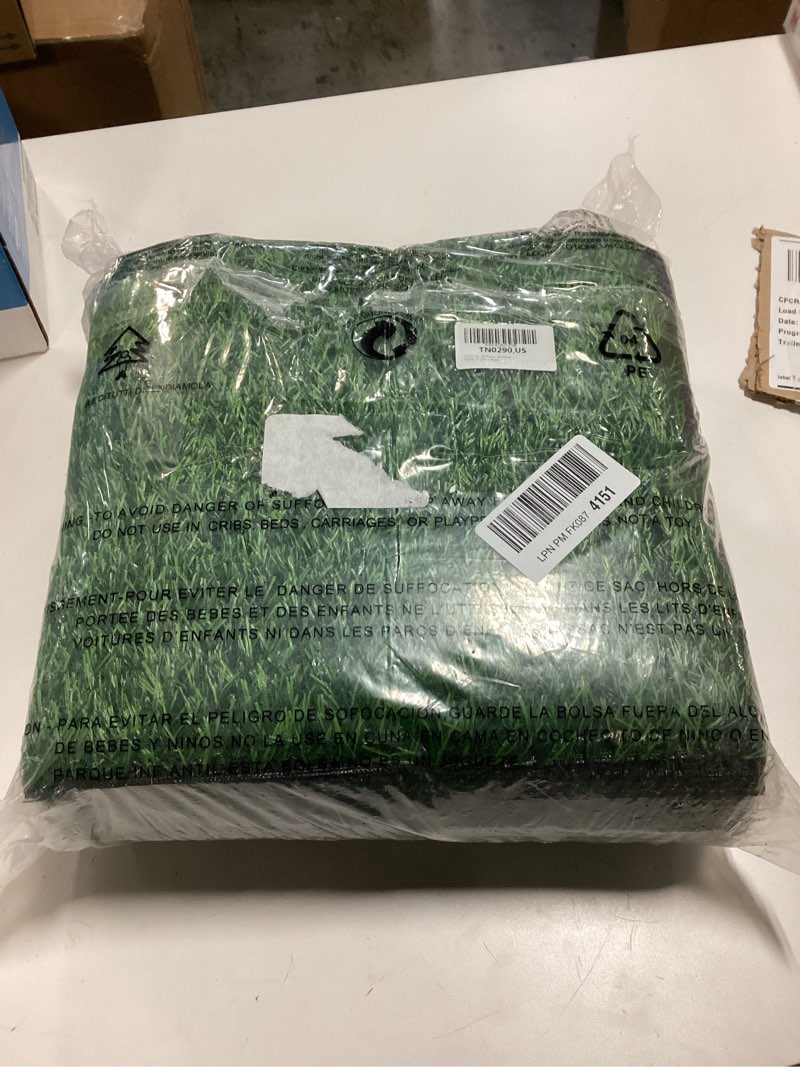 Condition photo showing As Is for TURSTIN 18 Pieces Artificial Grass Mat 12 x 12 Inch Synthetic Grass Square Mats Indoor Outdoor Patio Flooring Fake Turf Patch Tiles Realistic Grass Rug for DIY Crafts Miniature Garden, Grass Green