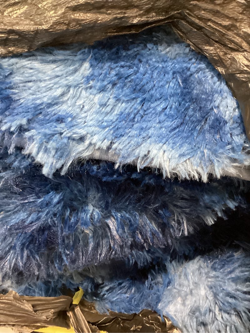 Condition photo showing Good Condition for flydoit 6x9 feet large area rugs for living room, tie-dyed navy blue shaggy rug fluffy throw carpets, ultra soft plush modern indoor fuzzy rugs for bedroom girls kids nursery room dorm home decor 6' x 9' (rectangular) blue