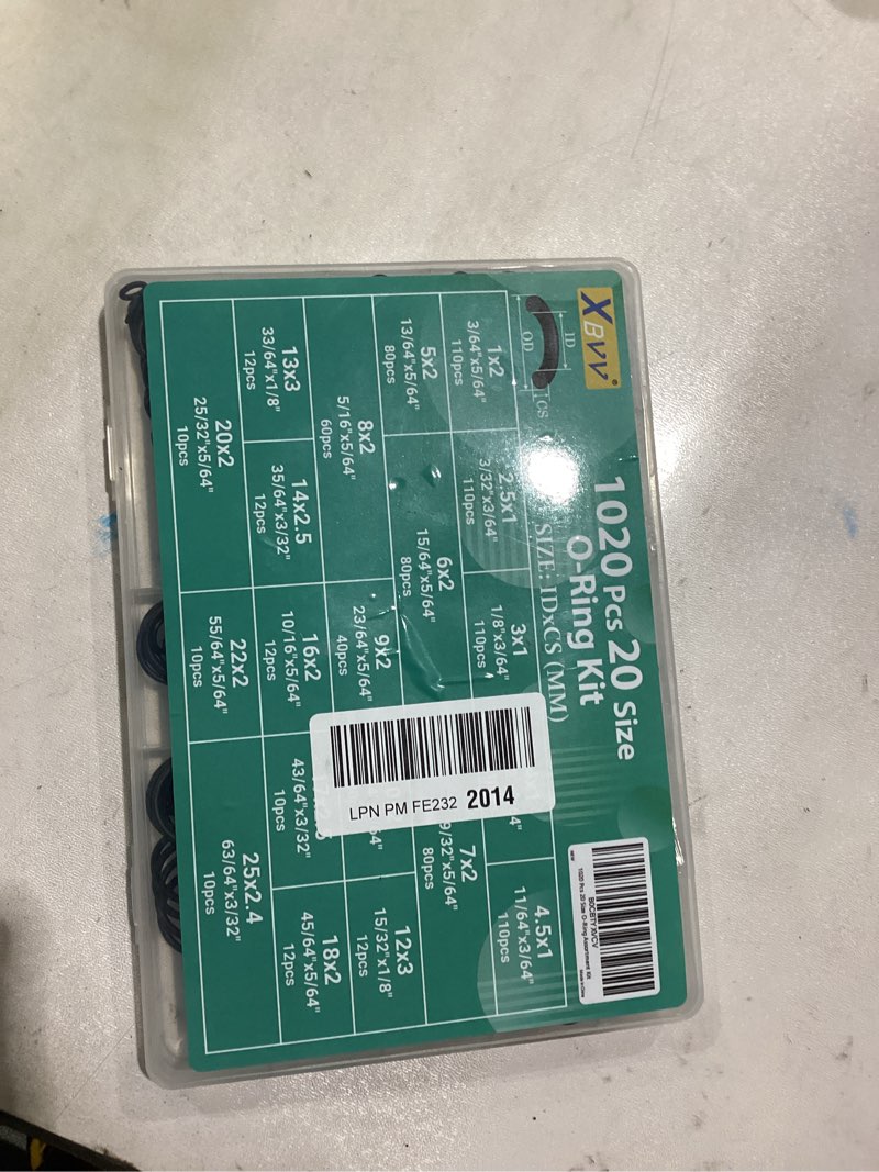 Condition photo showing Good Condition for xbvv 1020 pcs o ring kit 20 size nitrile rubber o ring assortment set for car auto vehicle repair faucet plumbing air or gas sealing connections resist oil and heat