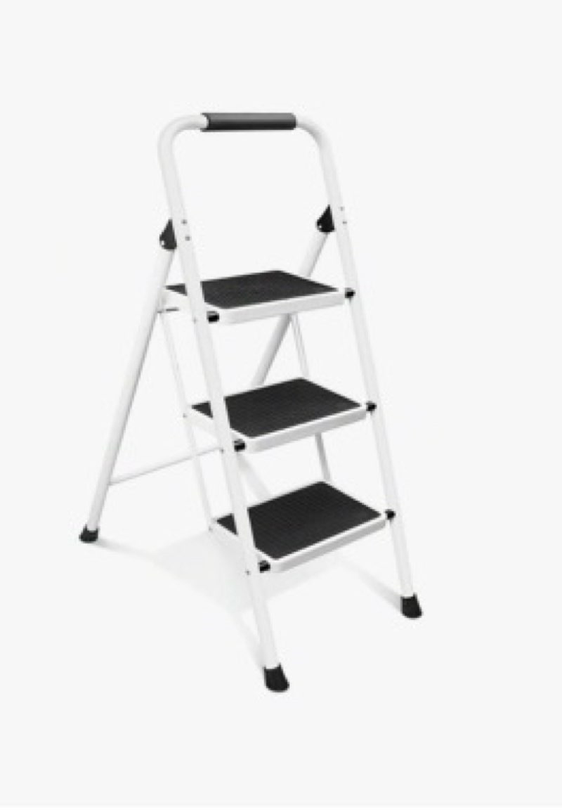 3 Step Ladder Folding Step Stool with Anti-Slip and Wide Pedal,