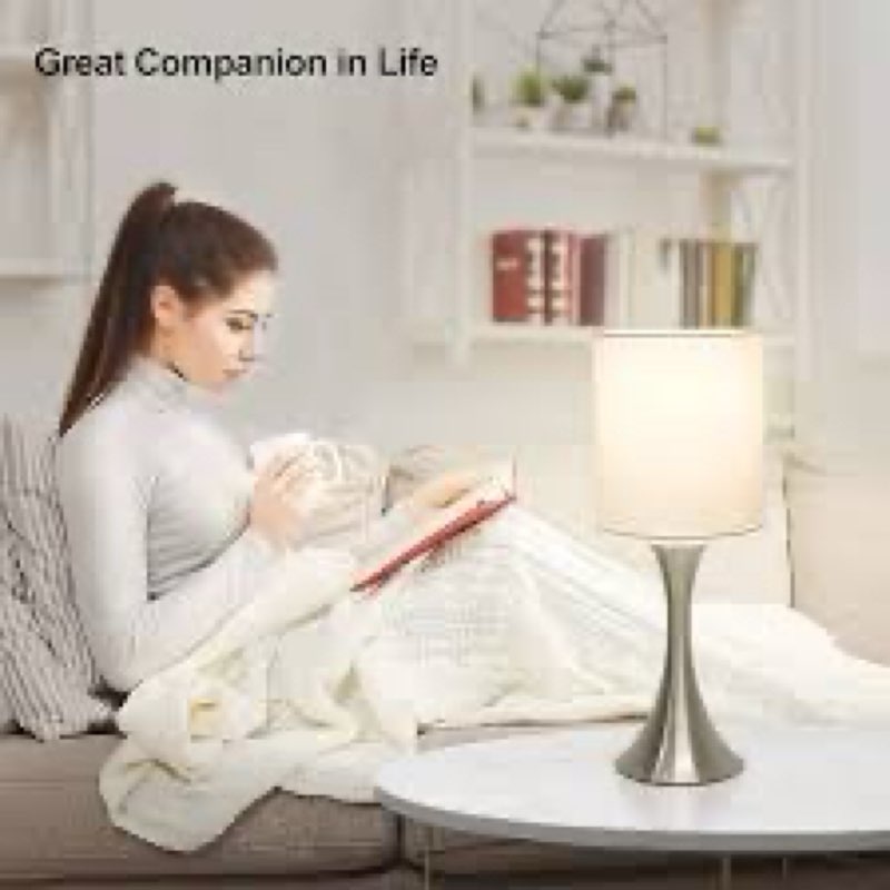 Table Lamp for Bedroom, Cordless Bedside Lamps for Living Room, Touch 3-Way Dimmable Desk Lamp for N