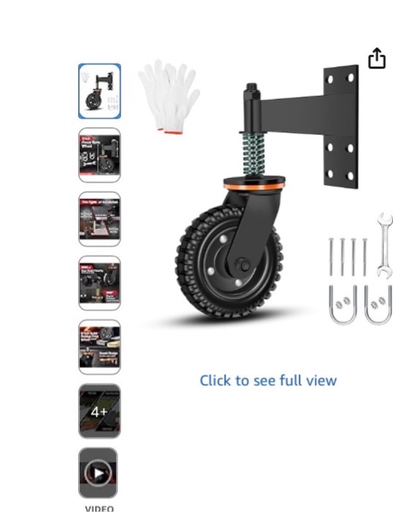 Gate Wheel 6 inch for Metal Tube Gate Wooden Gate,500 lb Capacity Heavy Duty Spring Cushioned Caster