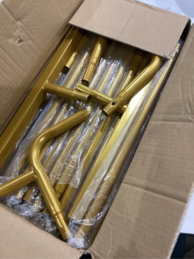 Condition photo showing Good Condition for Metal Wedding Arch Backdrop Stand for Parties 6.6FT Gold Balloon Arch Square Frame Kit Pipe and Drape Stand Floral for Ceremony, Wedding, Baby Shower, Birthday Party, Flower Wall Decoration