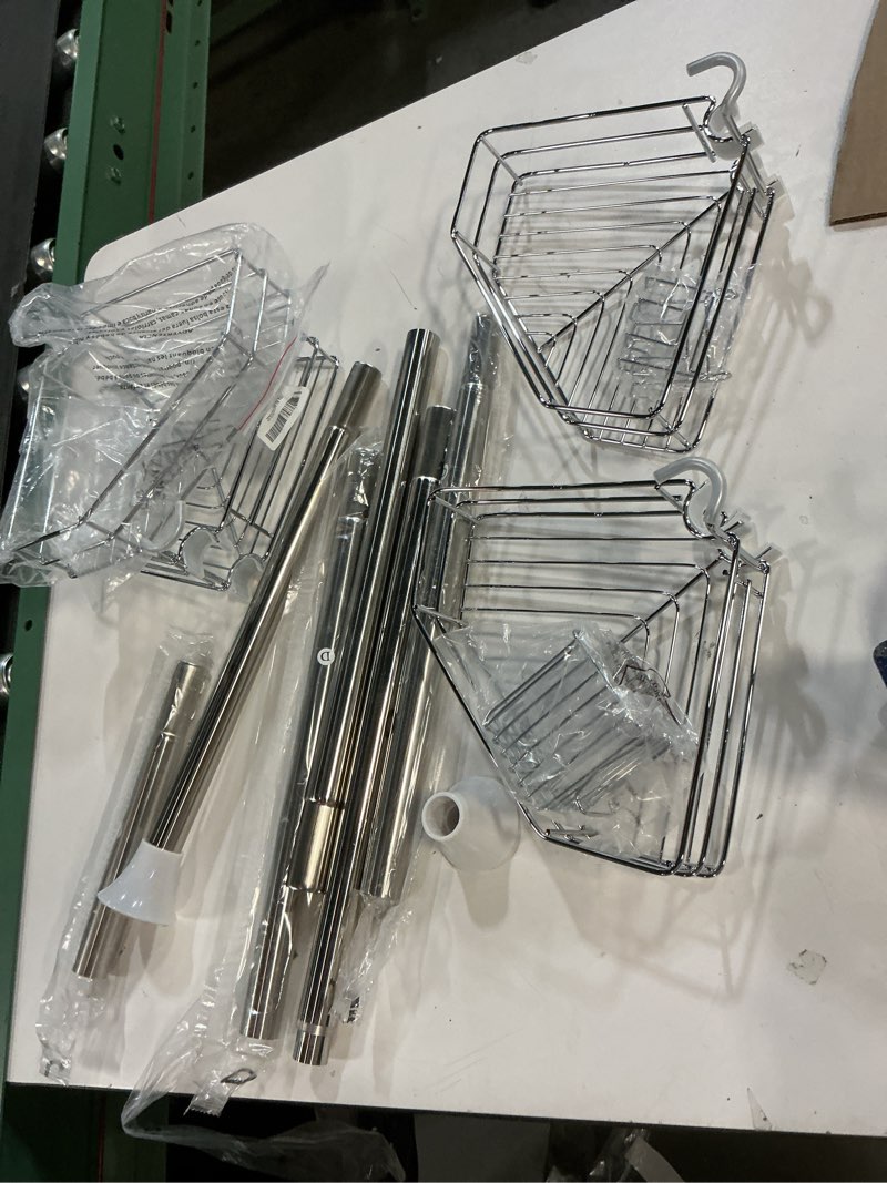 Condition photo showing Good Condition for SEIRIONE Corner Shower Caddy Tension Pole, Quick Setup, Rust-Free Bathroom Shower Organizer Corner for Bathtub Shampoo Storage, 4-Tier Adjustable Shelf, Drill Free, Fits 34 to 116 Inch Height, Silver