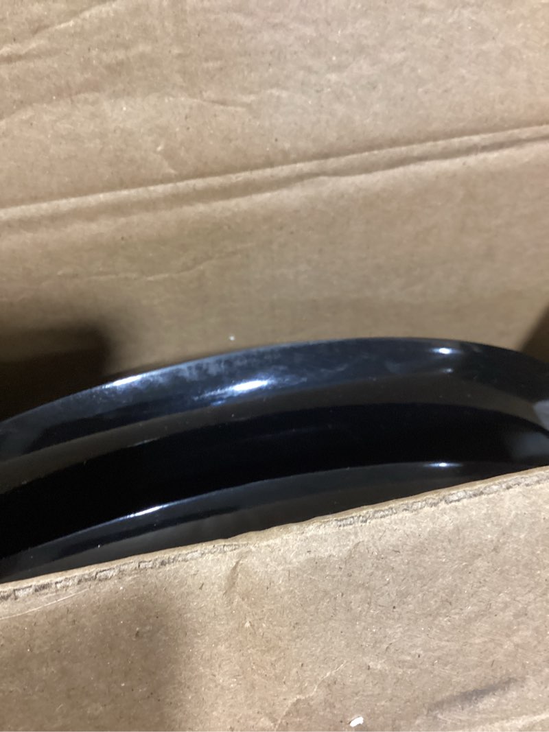 Condition photo showing As Is for deewow elongated wood toilet seat, baked enamel process black toilet seat, heavy duty toilet seat elongated, wood oval toilet lid with chrome hinges, easy clean, quick-assembled elongated 18.5" non-soft close hinge