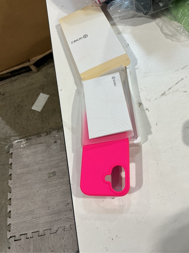 Condition photo showing Good Condition for gonez magnetic for iphone 16 case, silicone cover hot pink | compatible with magsafe, camera button & screen protector, microfiber lining, 3 layers soft gel rubber shockproof slim 6.1" hot pink iphone 16